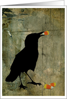 Halloween Crow eating Candy Corn card