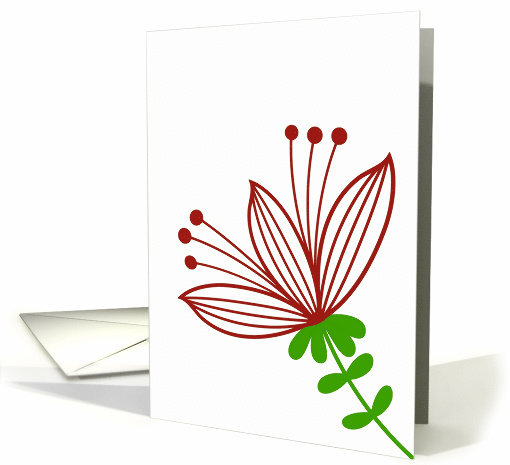 Any Occasion Red and White Minimalist Flower Blank card (801107)