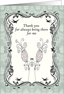 Thank You Blank Card. Vintage Aqua Flower card