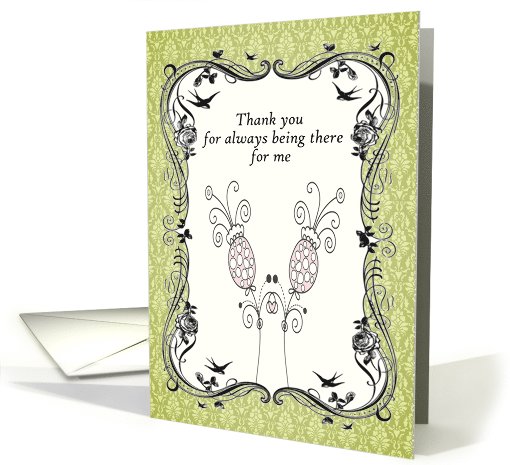 Thank You Blank Card. Vintage Sage Flower card (820838)