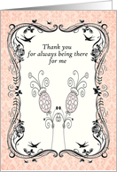 Thank You Blank Card. Vintage Pink Flower card