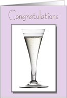 Congratulations Card, Pink Stylish and Elegant Champagne Flute Glass Design card