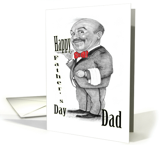 Happy Father's Day Dad, with Cartoon Waiter, card (819670)
