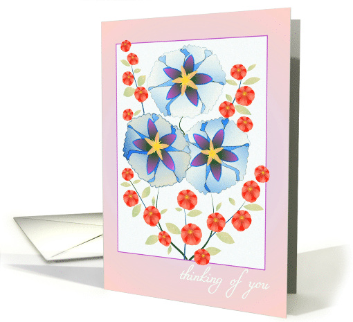 Old-fashioned Thinking of you With Flowers - Blank inside card
