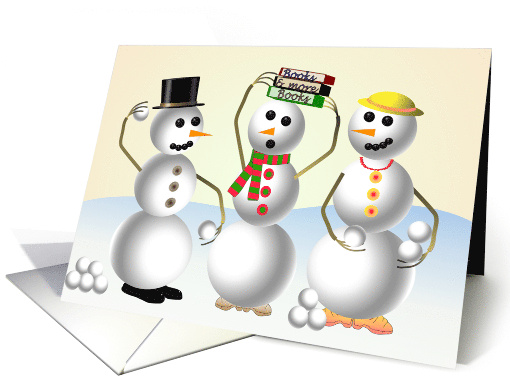 Humorous Three-Member Snow Family Happy Holidays/Season's... (873128)