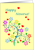 Happy Nowruz With Cheerful Spring Flowers and Love card