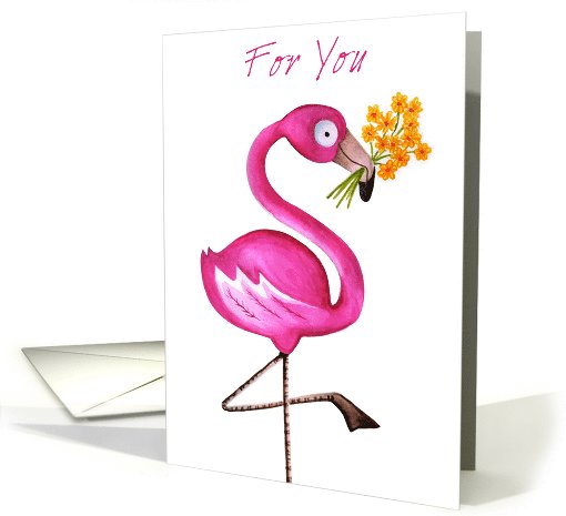 For You - Flamingo with Flowers - Crimson Kisses Range card (813028)