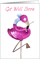 Get Well Soon - Feeling Poorly Flamingo - Crimson Kisses Range card