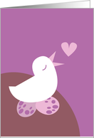 Announcing love bird with love heart tweet card