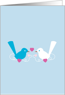 I love you Huband - Pretty Blue and white Wrens card