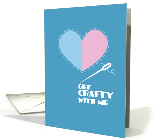 Get crafty with me sewn heart Invitation Crafting Group card (834959)
