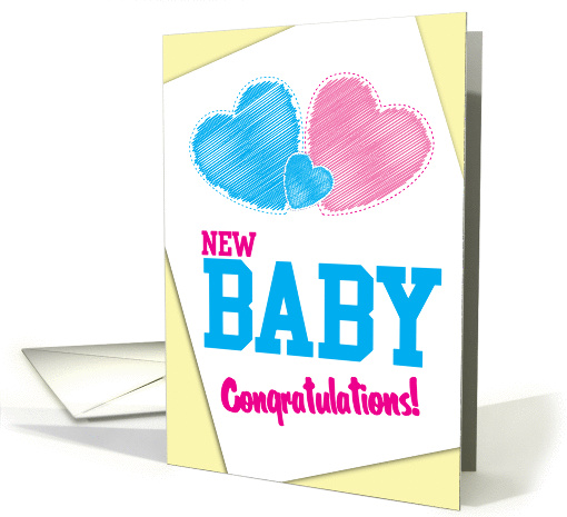 NEW BABY Congratulations! love hearts card (844393)