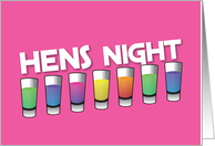 Hens night drink shots invitation card