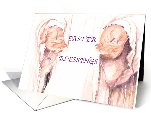 Religious Easter Blessings with hands of Christ card (1471830)