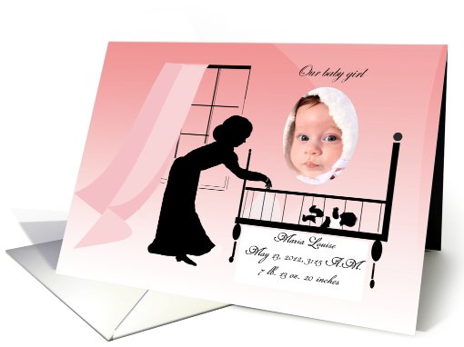 Our baby girl, announcement, silhouette, baby announcement, photo card