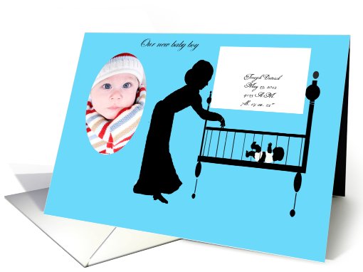 Our baby boy, announcement, silhouette, baby announcement, photo card