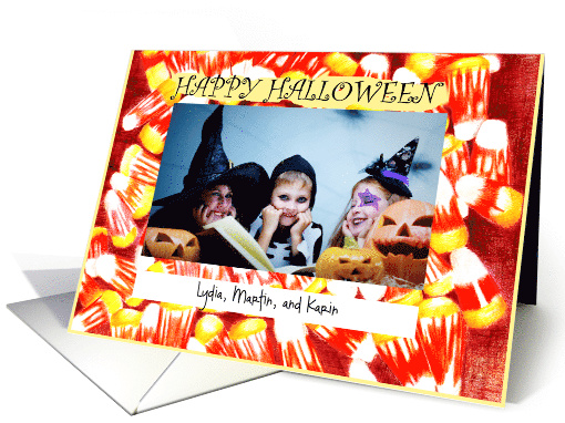 Holiday, Happy Halloween, photo card, candy corn collage card (865791)
