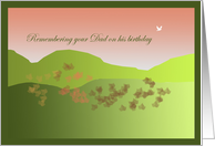 Remembering your dad on his birthday, Leaves on rolling hills, dove card