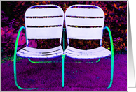 Happy Anniversary Two Chairs Together Forever Purple Modern card