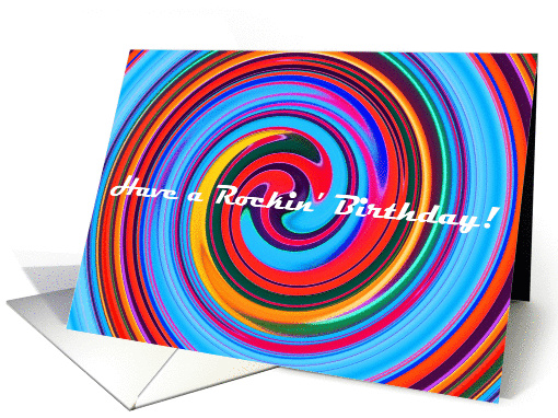 Rockin' Birthday Paint Swirl Modern Retro 50's card (937327)