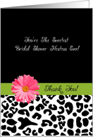 Thank You Bridal Shower Hostess Leopard Print Pink Flower card