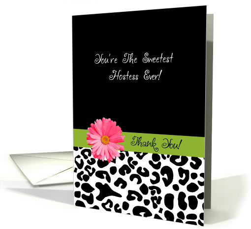 Thank You Hostess Trendy Leopard Print With Pink Flower card (1035569)