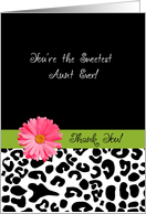 Thank You Aunt Trendy Leopard Print With Pink Flower card