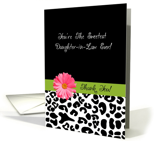Thank You Daughter In Law Trendy Leopard Print With Pink Flower card