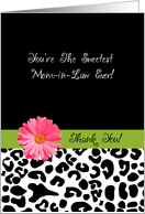 Thank You Mom In Law Trendy Leopard Print With Pink Flower card