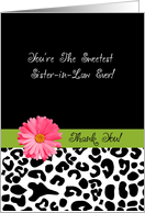 Thank You Sister In Law Leopard Print With Pink Flower card