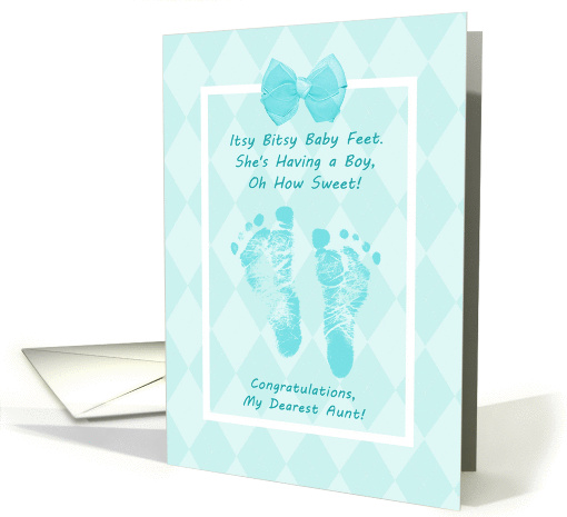 Aunt Baby Shower Congratulations Blue Baby Footprints card (1056789)