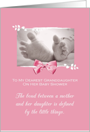 Granddaughter Baby Shower Congratulations Girl Baby Feet Printed Bow card