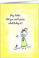 Cute Thinking of You Sister Day With Girl Holding a Flower card
