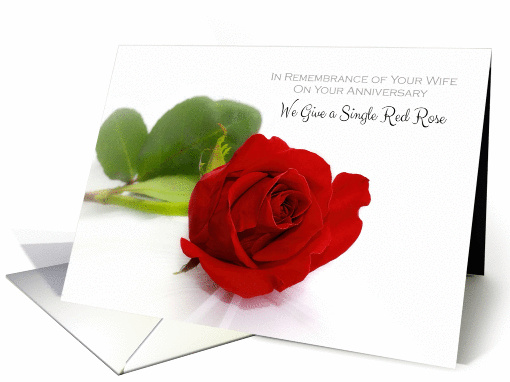 Anniversary Remembrance of Wife For Widower With Red Rose card