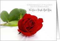 Anniversary Remembrance of Wife For Widower With Red Rose card