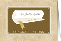 Classy Beige Graduation Congratulations With Diploma For Babysitter card