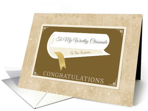 Classy Graduation Congratulations With Diploma For Classmate card