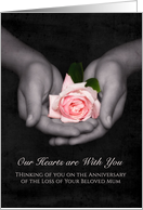 Remembrance Anniversary Loss of Mum Pink Rose In Hands card