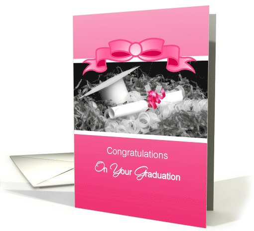 Girly Graduation Congratulations With Pink Ribbon card (824875)