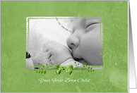 First Born Child New Baby Congratulations Green Ribbon card