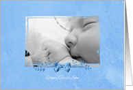 First Son Newborn Congratulations Blue Ribbon card