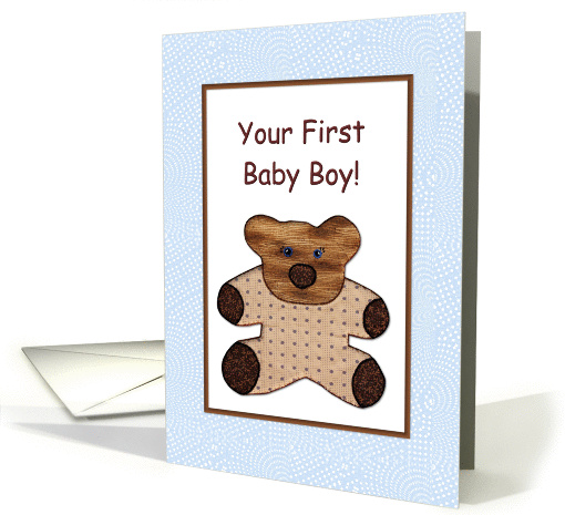 Congratulations On New Baby - First Boy -Teddy Bear card (842881)