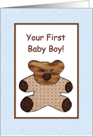 Congratulations On New Baby - First Boy -Teddy Bear card