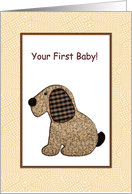 Congratulations - First Baby - Gingham Dog card
