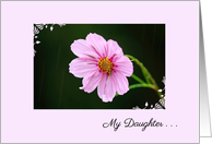 Thinking of You Estranged Daughter Pink Cosmos In The Rain card