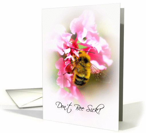 Don't Bee Sick - Get Well Soon - Cute Bumble Bee On Pink Flowers card