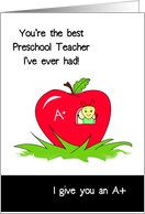 Preschool Teacher Appreciation, Best Teacher, Little Bug In An Apple card