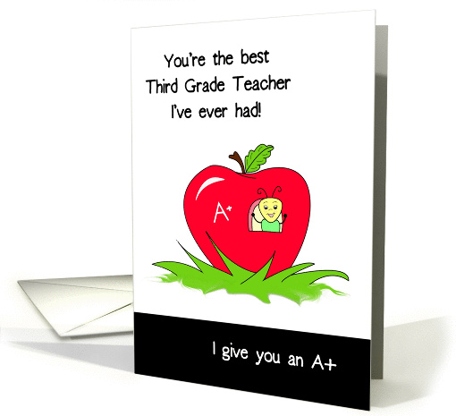 Third Grade Teacher Appreciation, Best Teacher, Bug In An Apple card