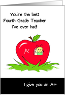 Fourth Grade Teacher Appreciation, Best Teacher, Bug In An Apple card