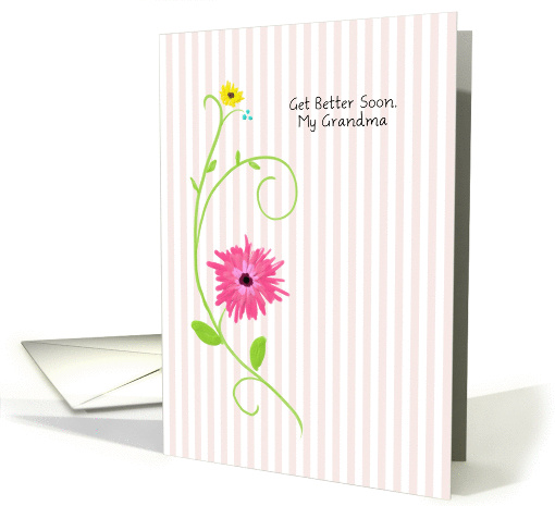 Get Better Soon, My Grandma, Pink Gerbera Daisy With Stripes card